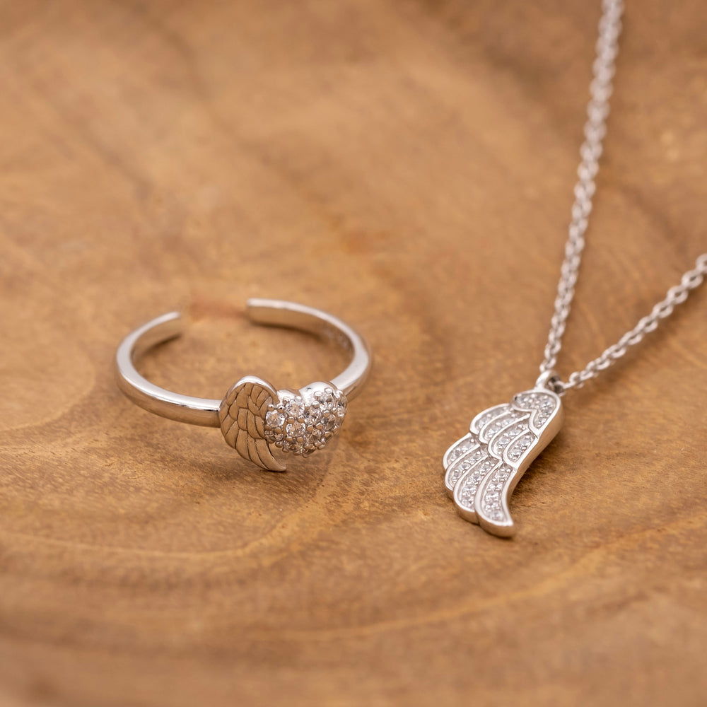 Inel Engelsrufer Herzflügel argint 925 zirconia inimă