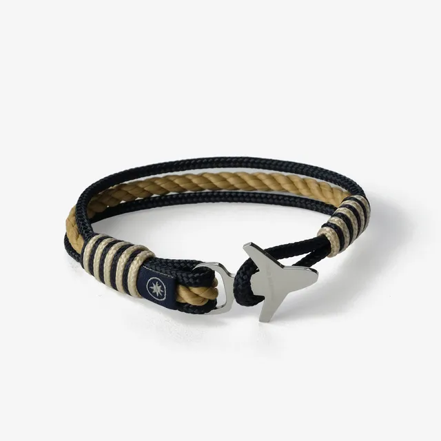 Old Skipper Nautical Rope Sailor Navy bratara bleumarin-bej