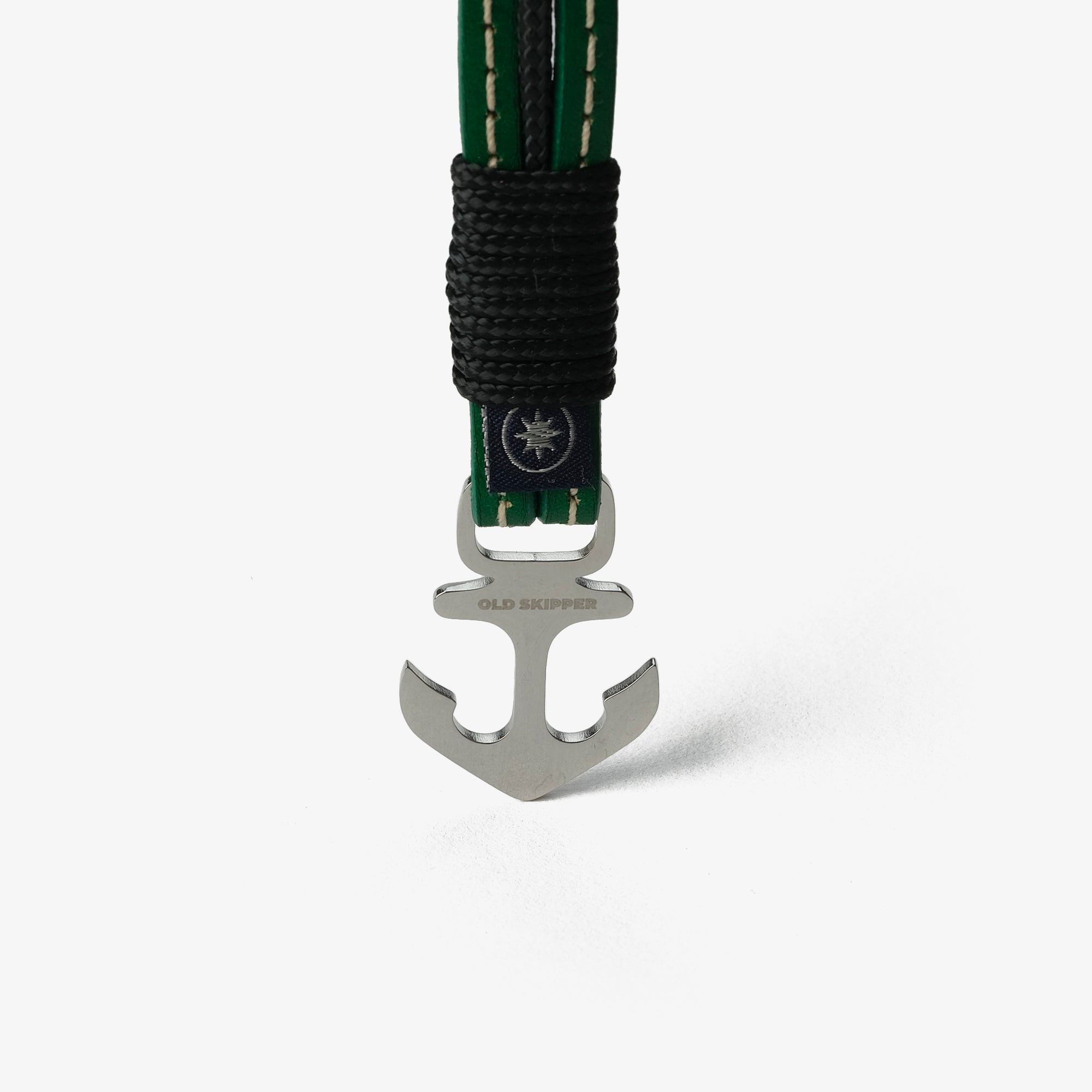Old Skipper Green Fusion bratara piele ancora verde-negru
