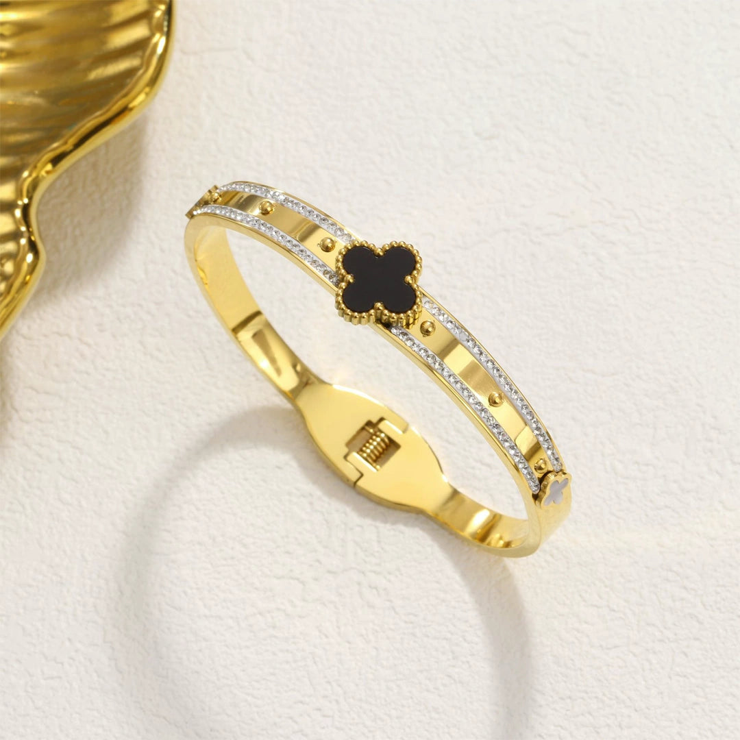 Rafini Clover Shine brățară placată aur 18k