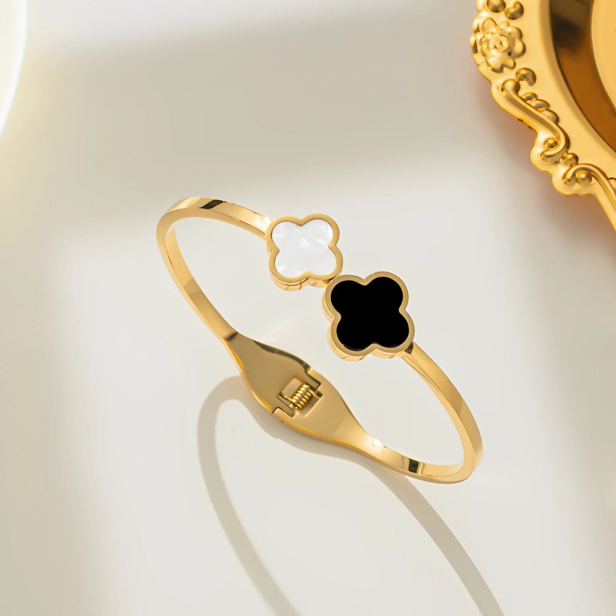 Rafini Duo Clover bratara placata aur 18K reglabila