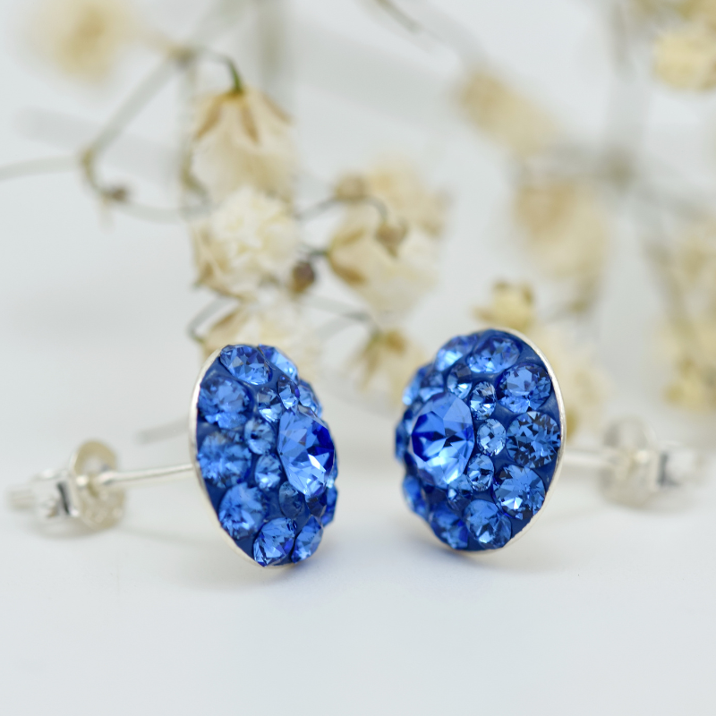 Margeluta.dincristal Sapphire Handmade set cercei si colier argint 925