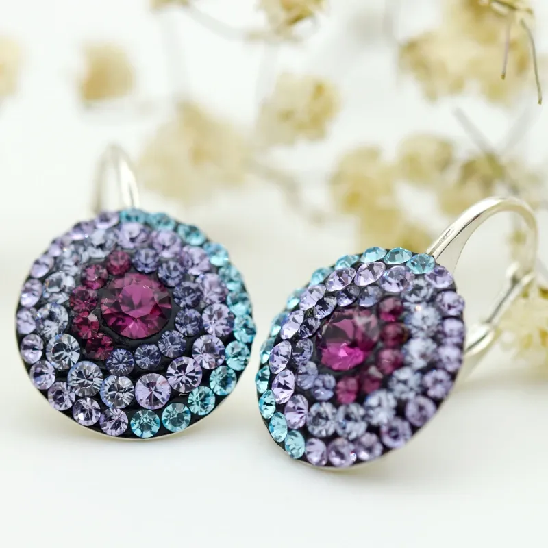 Margeluta.dincristal Purple Elegance cercei argint 925 mov 14 mm