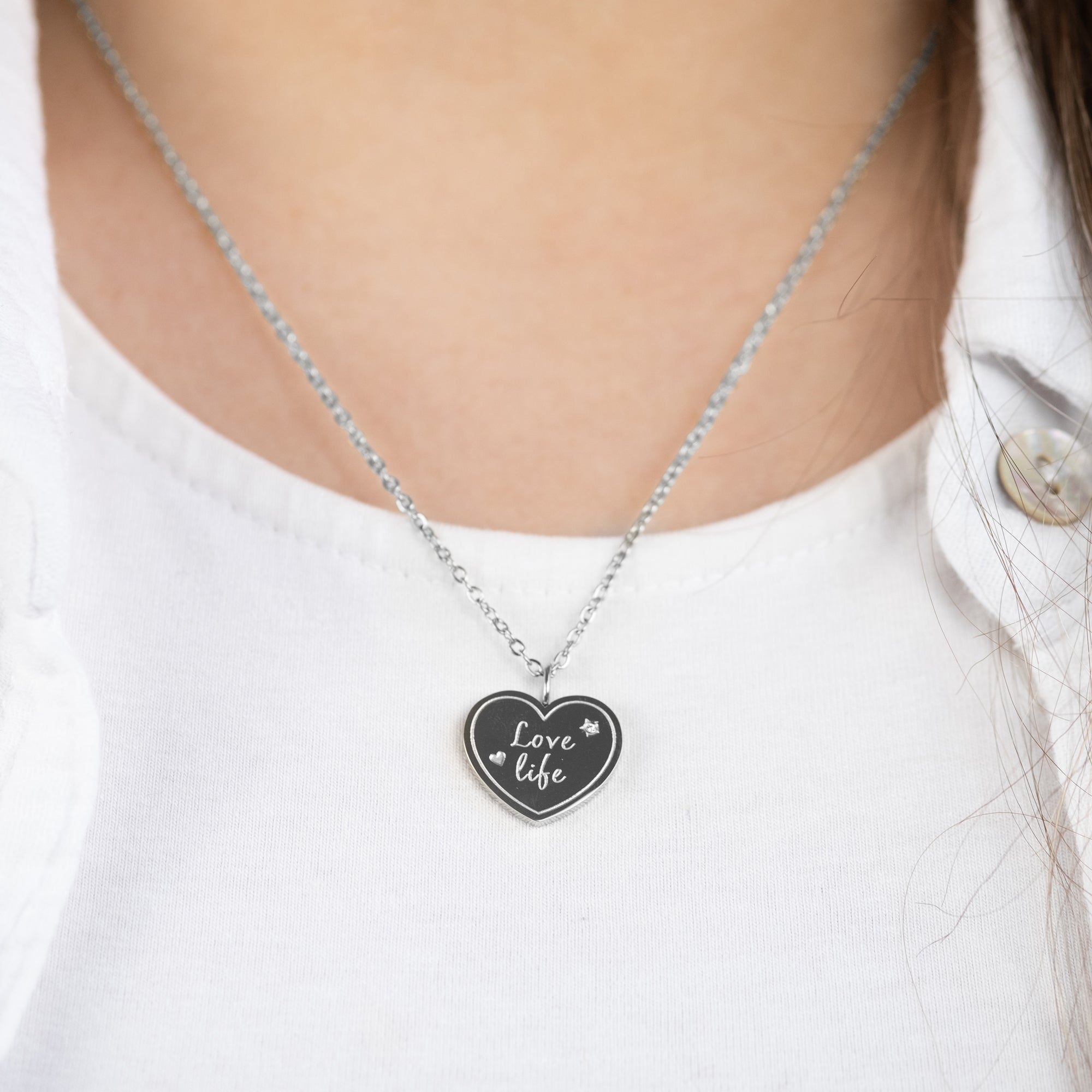 Engelsrufer MySteel Lantisor Inima Argintiu Love cu Felicitare