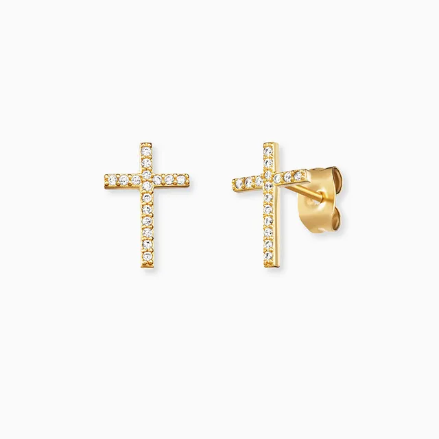 Engelsrufer Kreuz cercei stud cruce aurii zirconia