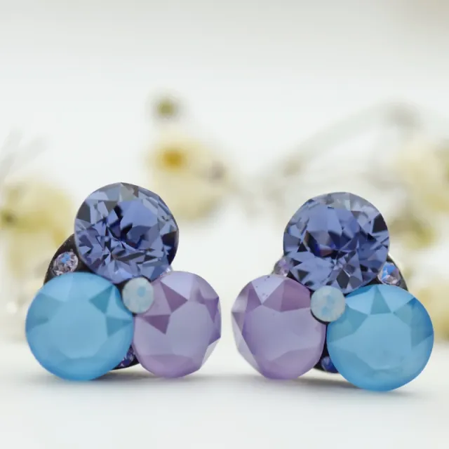 Trio Chaton Serenity cercei argint cristale lilac tanzanite opal