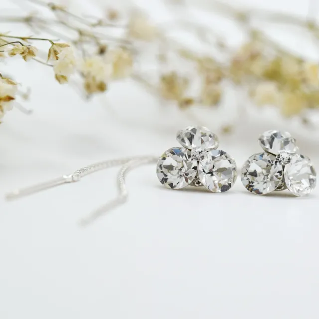 Mărgeluța din Cristal Trio Chaton Crystal cercei lănțișor argint 925