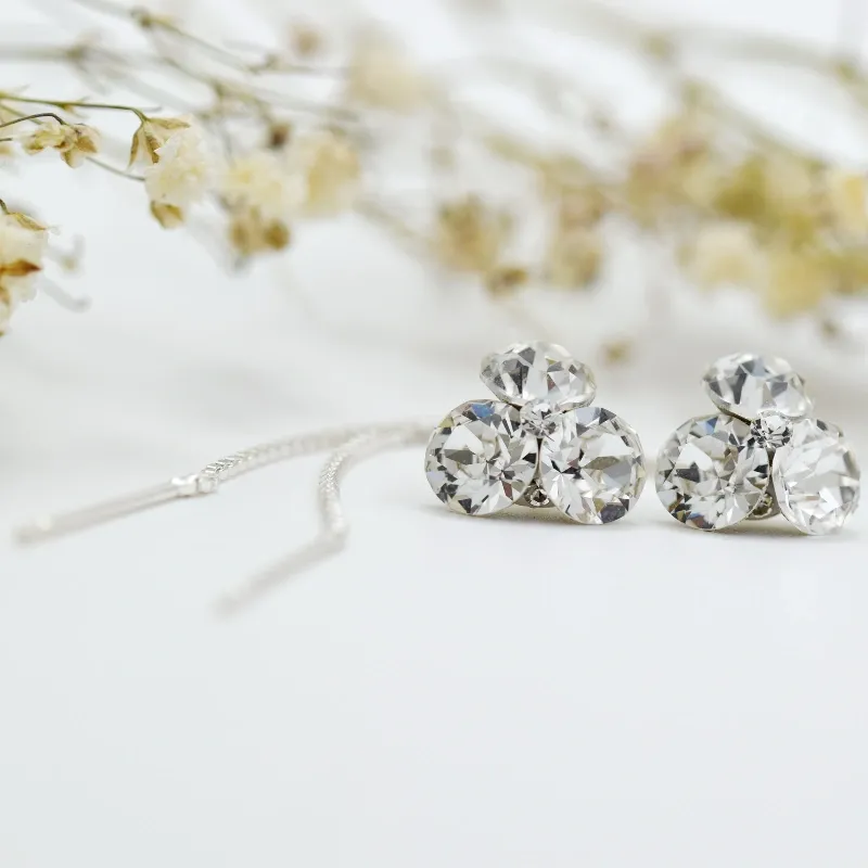 Mărgeluța din Cristal Trio Chaton Crystal cercei lănțișor argint 925
