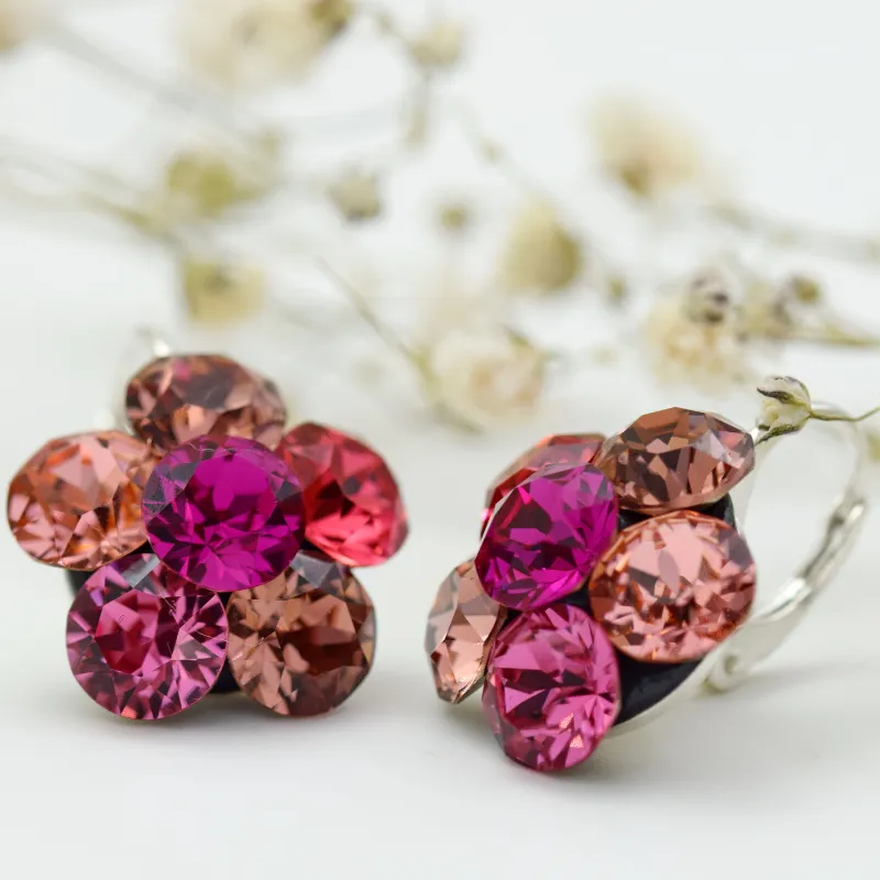 Margeluta Big Chaton Flower cercei Rose Bloom argint 925