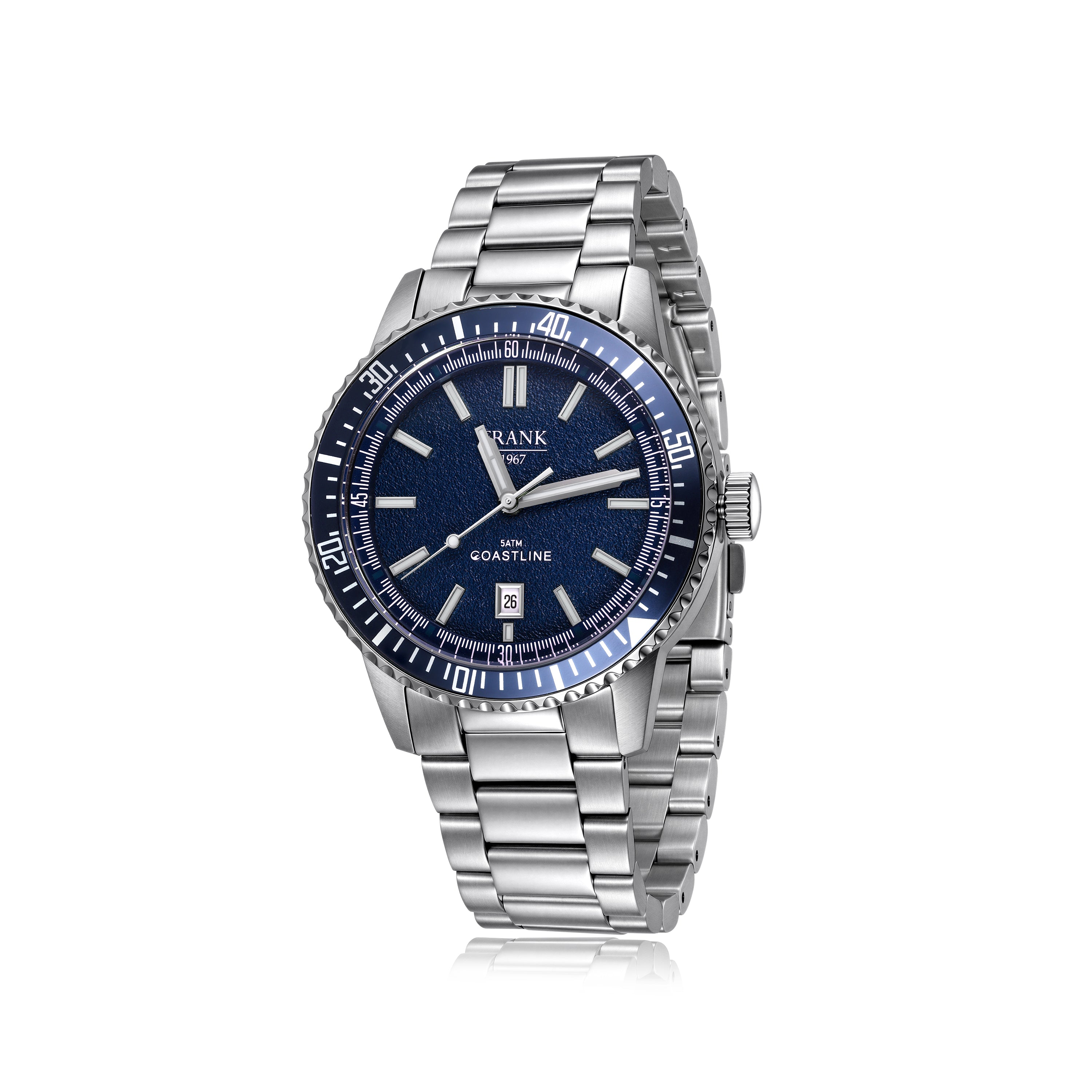 Frank 1967 ceas oțel cadran negru 40 mm
