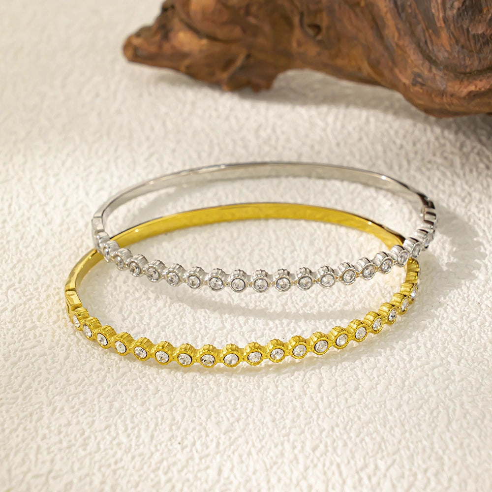 Rafini Glam Circle Gold brățară placată aur 18K reglabilă