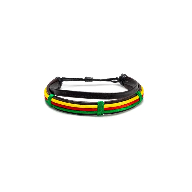 CrisFeather Rasta Bob brățară piele negru tricolor bărbați
