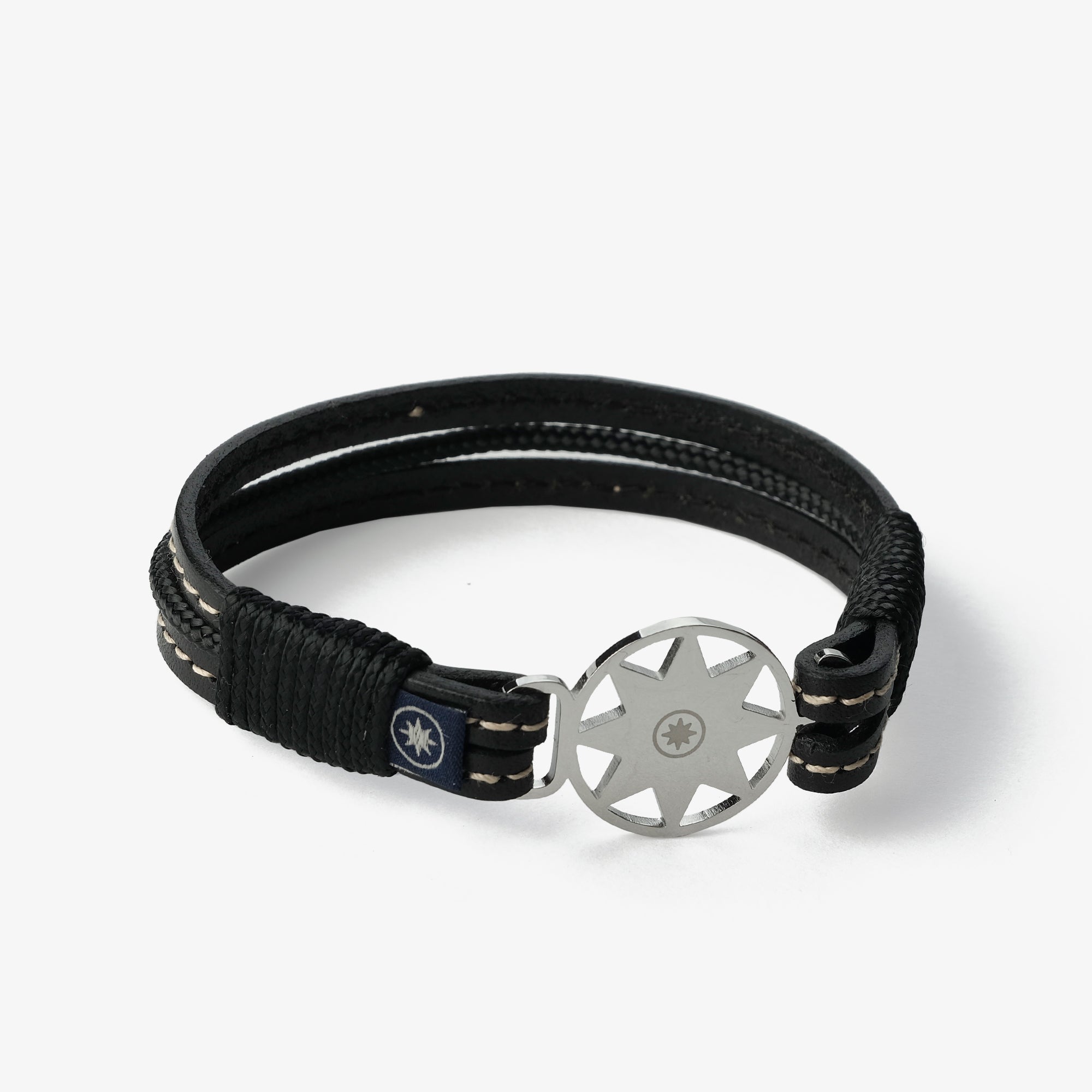 Old Skipper Midnight Noir bratara piele neagra wheel