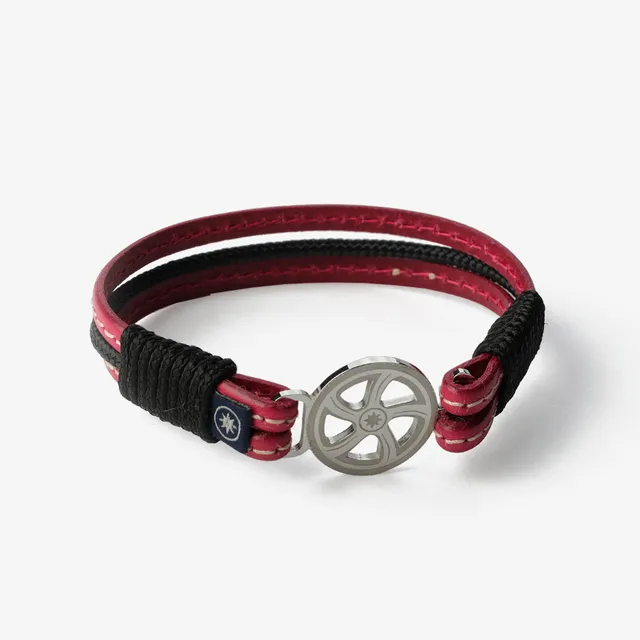 Old Skipper Twilight Symphony brățară piele fuchsia-negru timonă