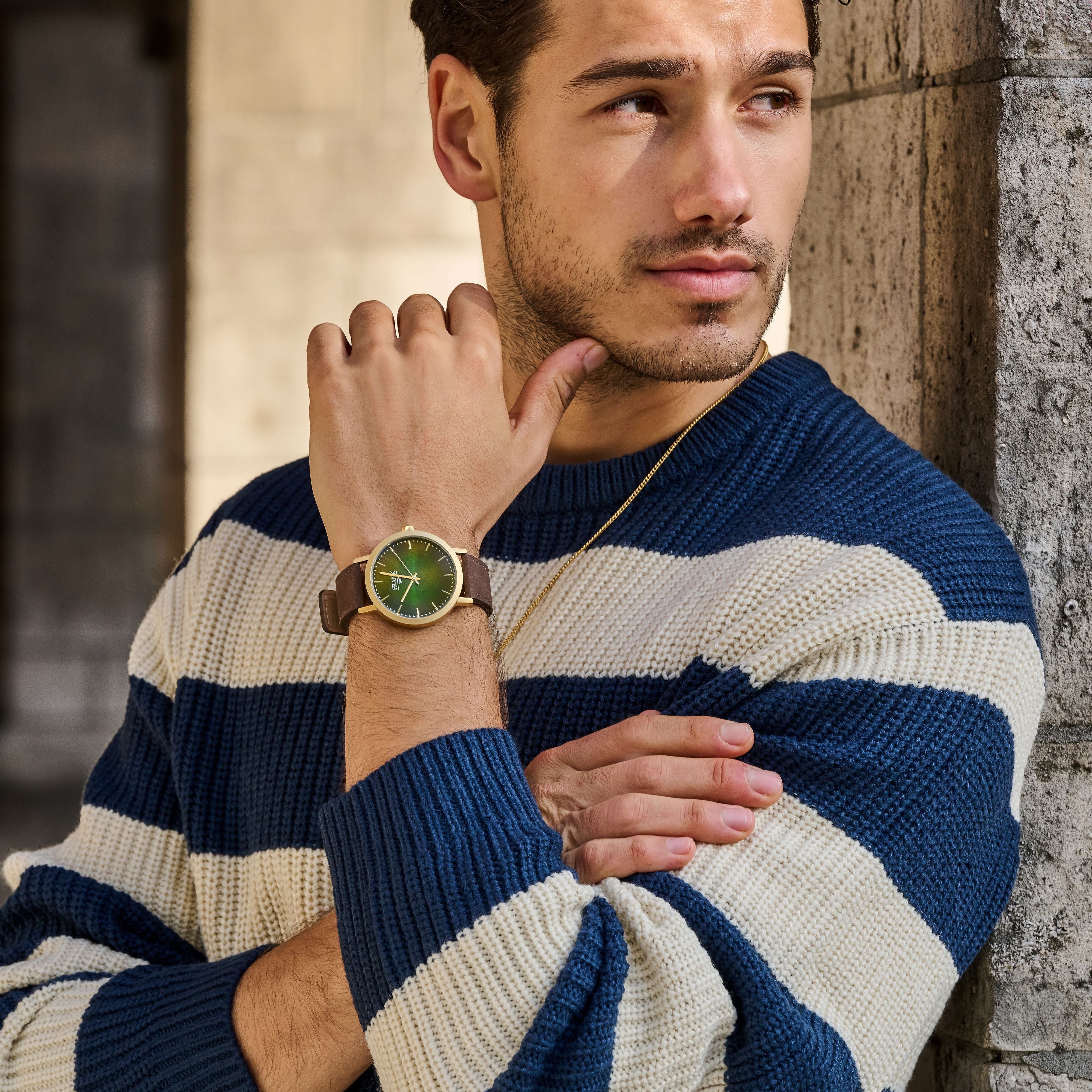 Frank 1967 Leather Watch ceas barbati negru piele