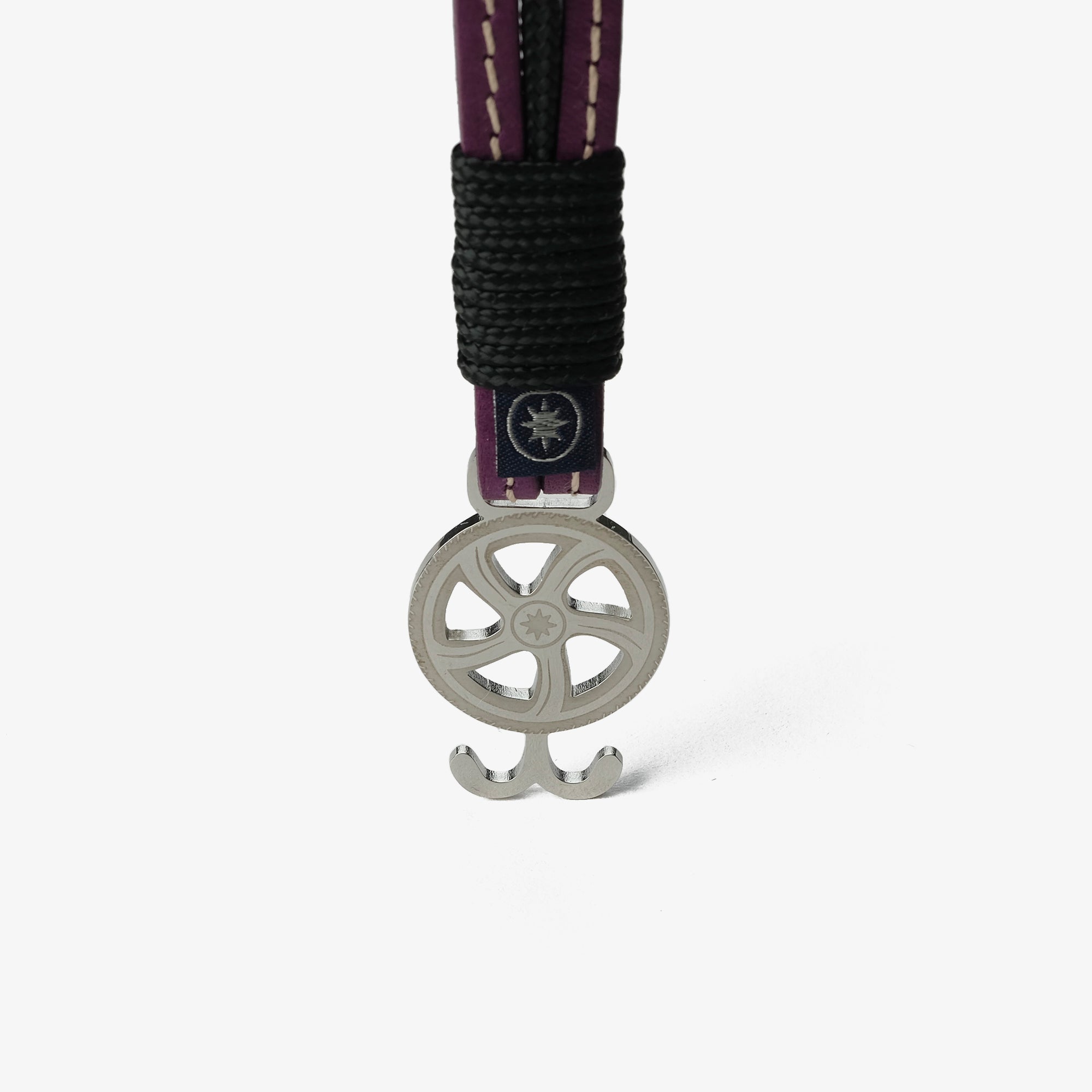 Old Skipper Plum Dream Wheel bratara piele cusută mov-negru