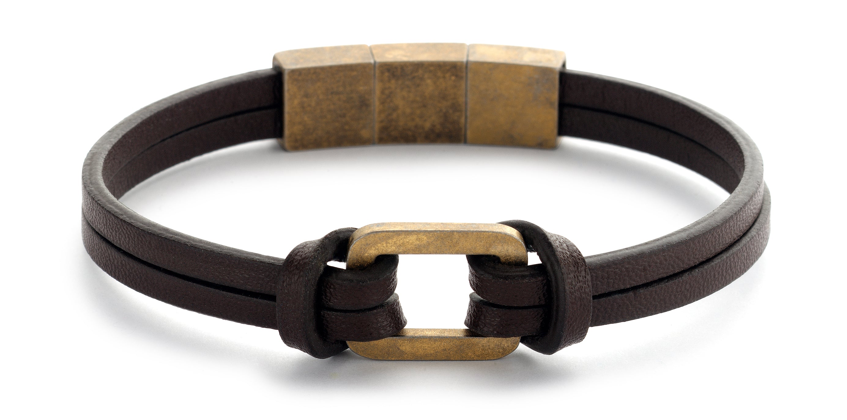 Frank 1967 Leather brățară piele oțel argintiu 20cm