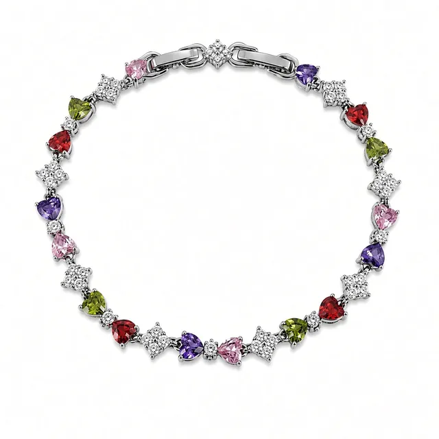 Rafini Gemstone Silver bratara inox inimi colorate