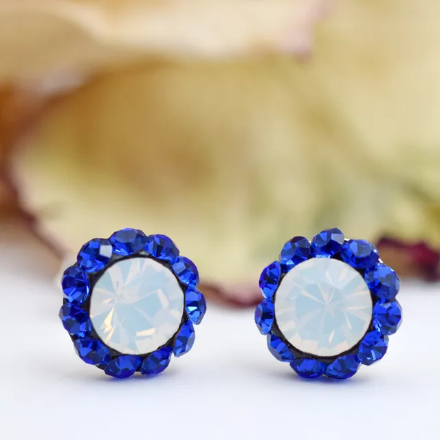 Margeluta.dincristal Chaton Ball Majestic Blue cercei argint 925 opal