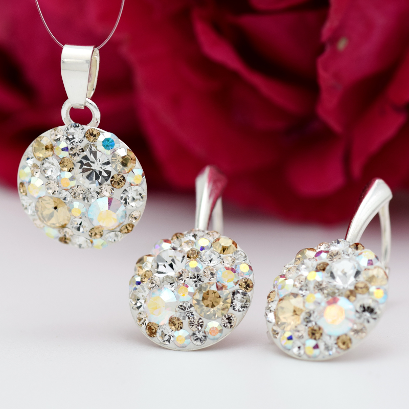 Margeluta.dincristal Chaton Regal Golden set bijuterii argint 925 albastru