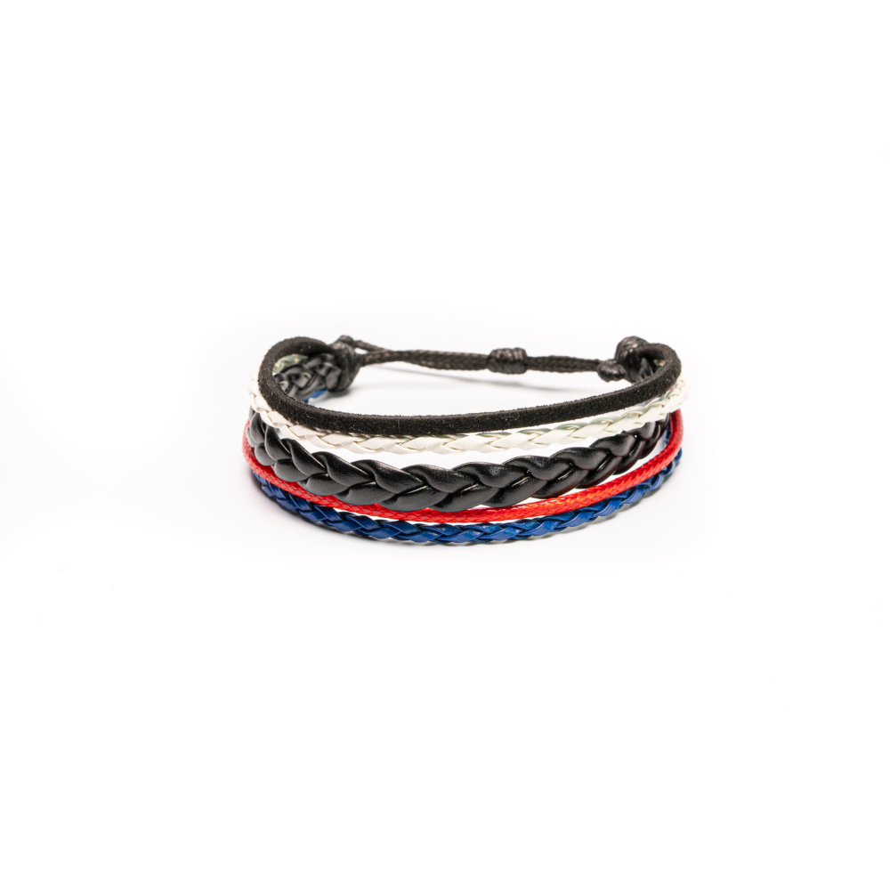 CrisFeather THC bratara piele unisex albastru-rosu reglabila