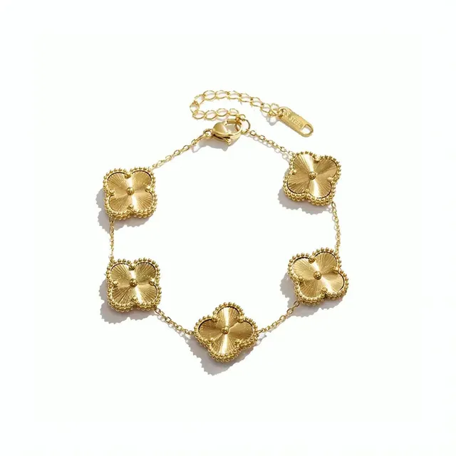 Rafini Royal Clover brățară placată aur 18K