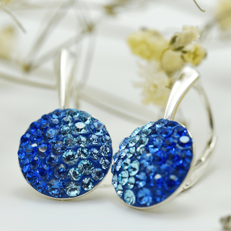 Margeluta din cristal Chaton Blue Degrade cercei argint 12 mm