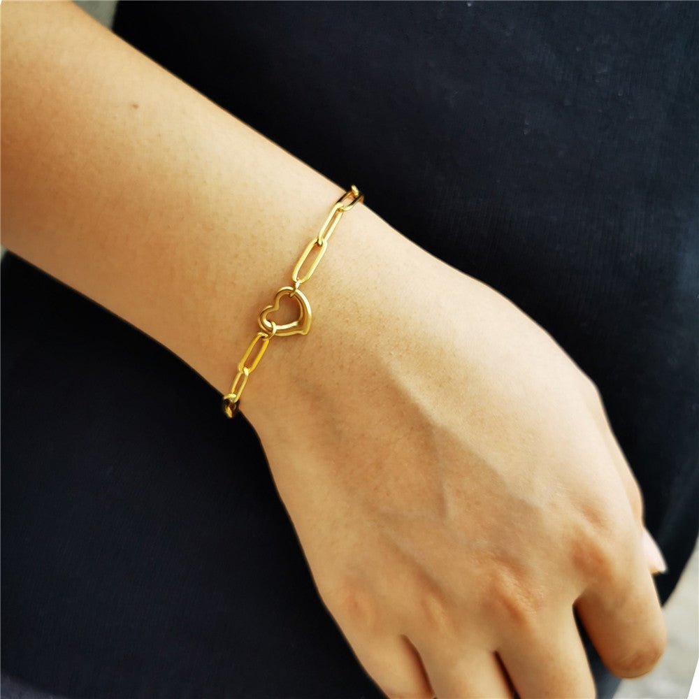 Rafini Heart Link brățară aur 18K ajustabilă