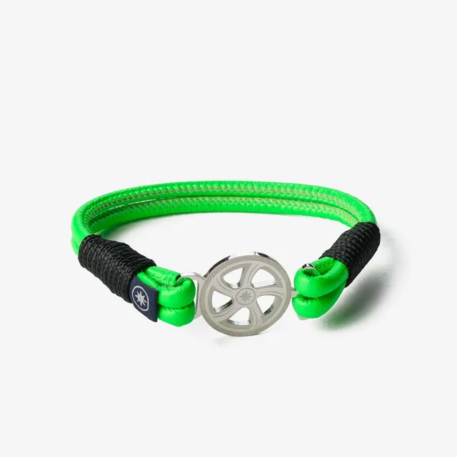 Old Skipper Neon Wave brățară piele Nappa verde neon