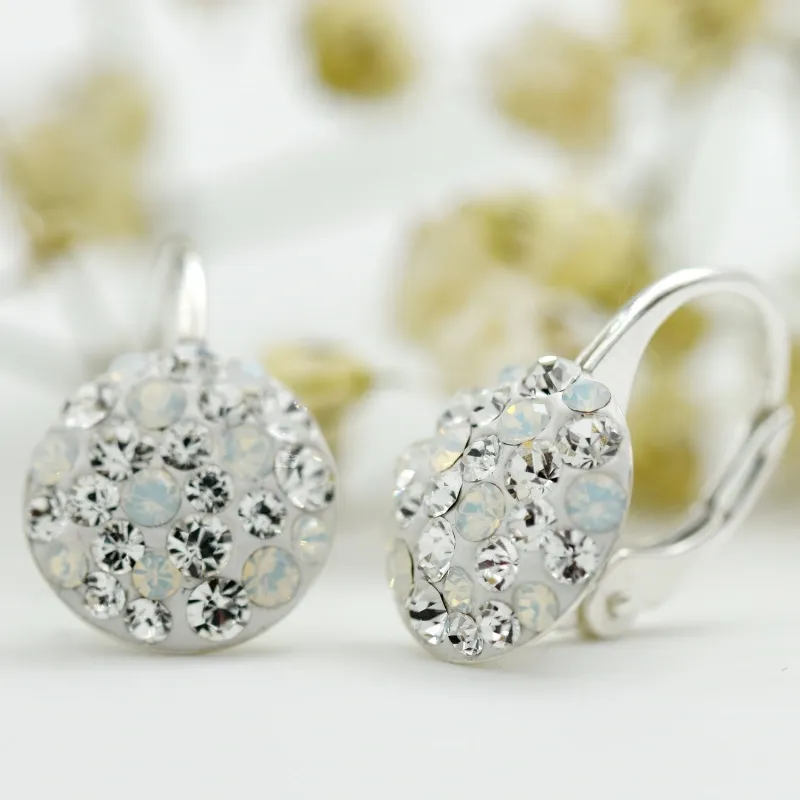 Margeluta.dincristal Chaton Ball Crystal White Opal cercei argint