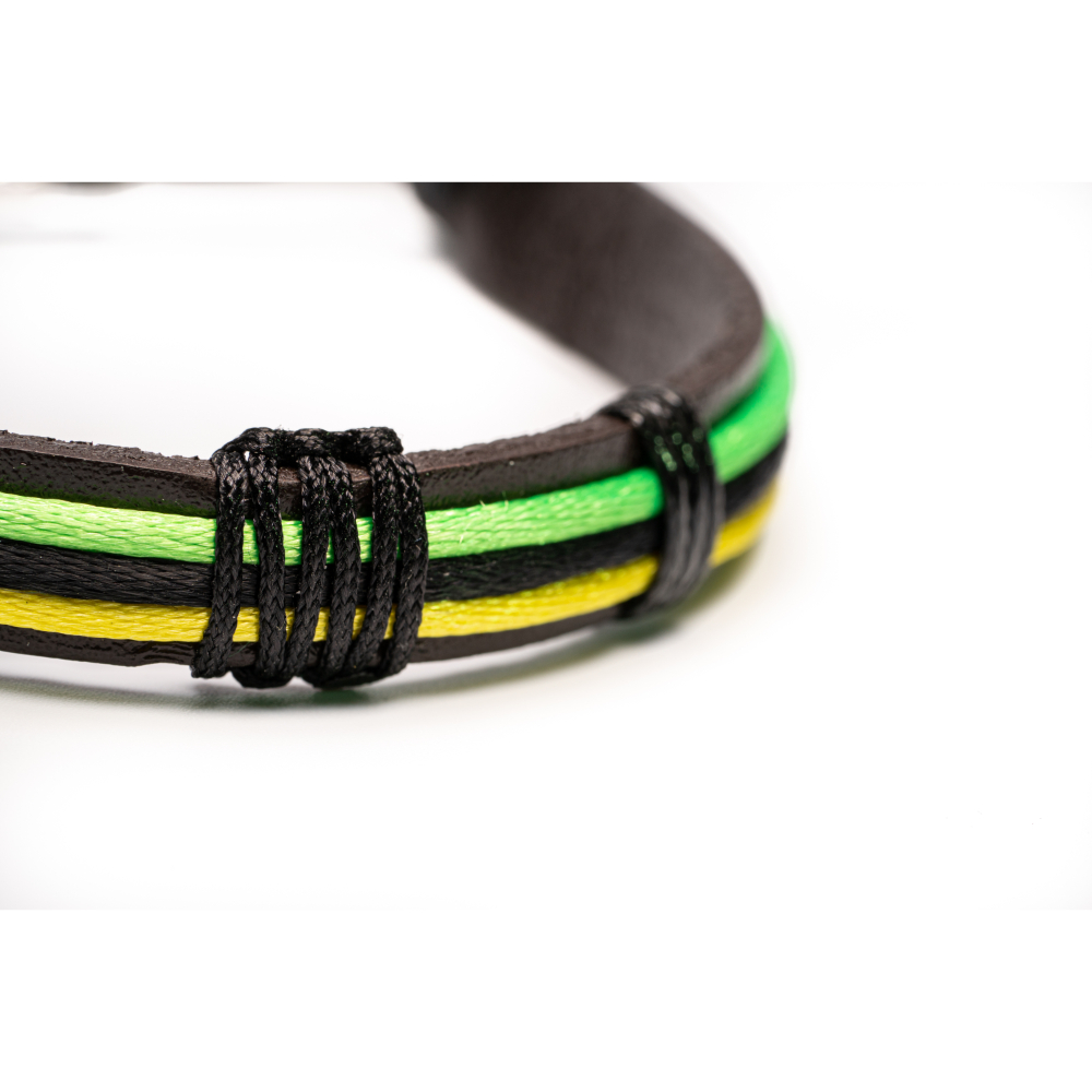 CrisFeather Magnum Green bratara piele rasta