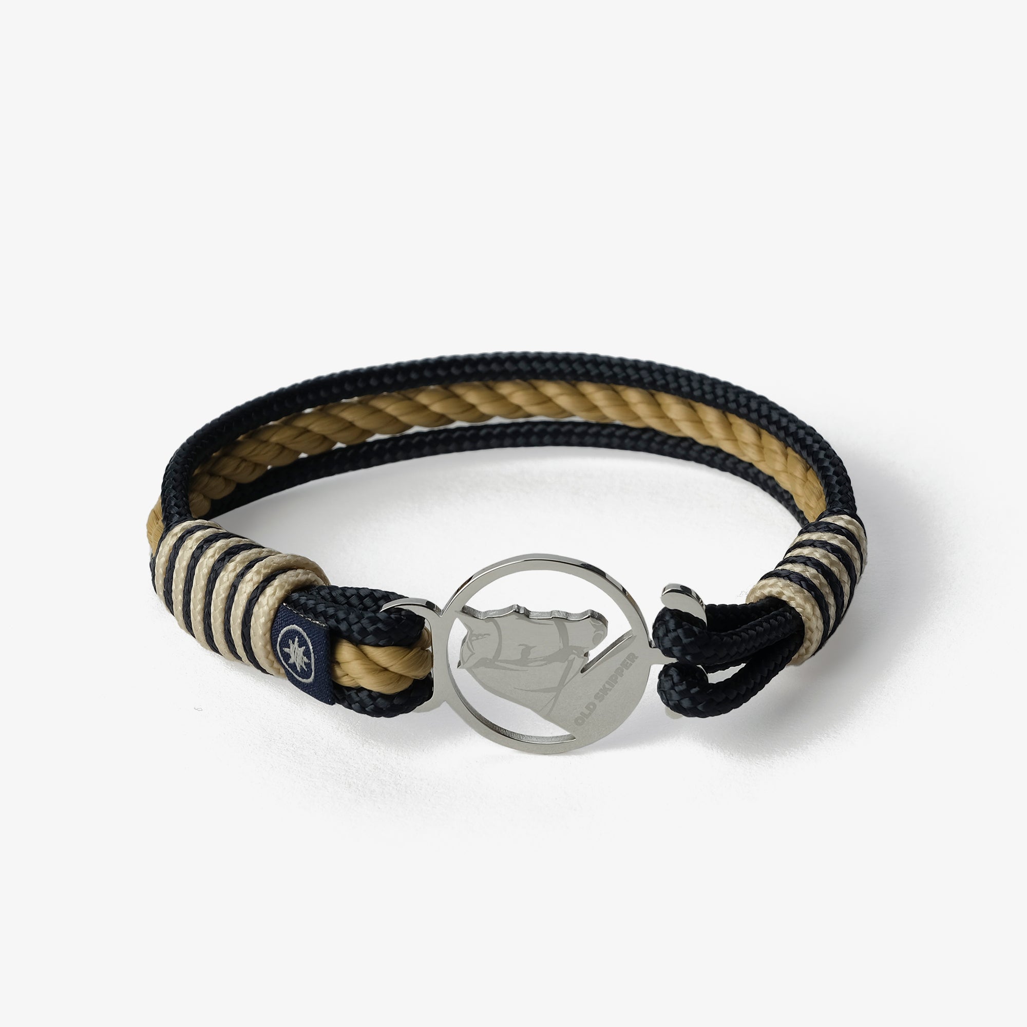 Old Skipper Nautical Rope Sailor Navy bratara bleumarin-bej