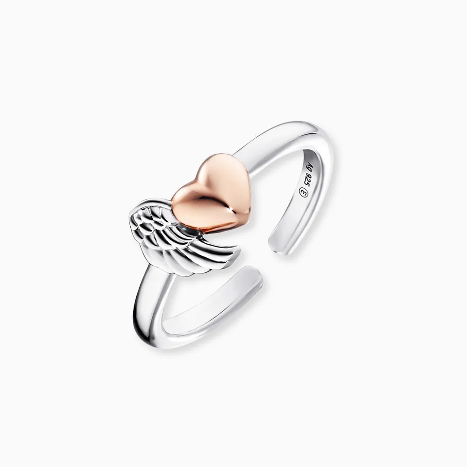 Inel Engelsrufer Herzflugel inima argint bicolor zirconia