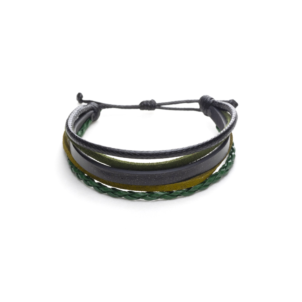 CrisFeather Kaki brățară piele army reglabilă
