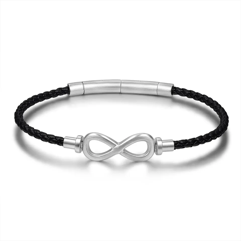 Frank 1967 Infinity bratara piele neagra impletita
