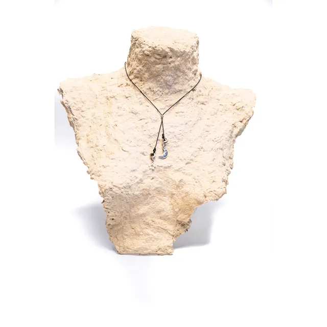 CrisFeather MoonStar choker negru cu stea și semilună