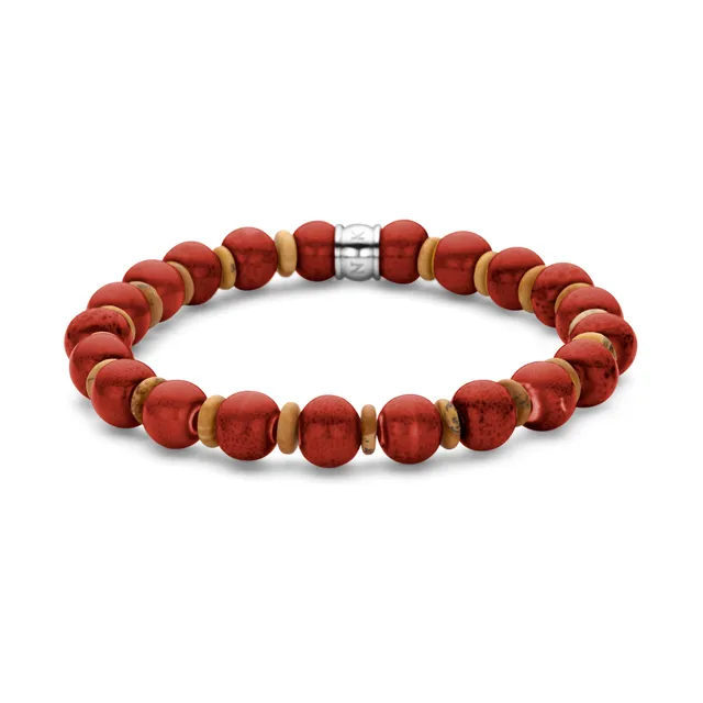 Frank 1967 Ceramic Bead bratara ceramica rosu