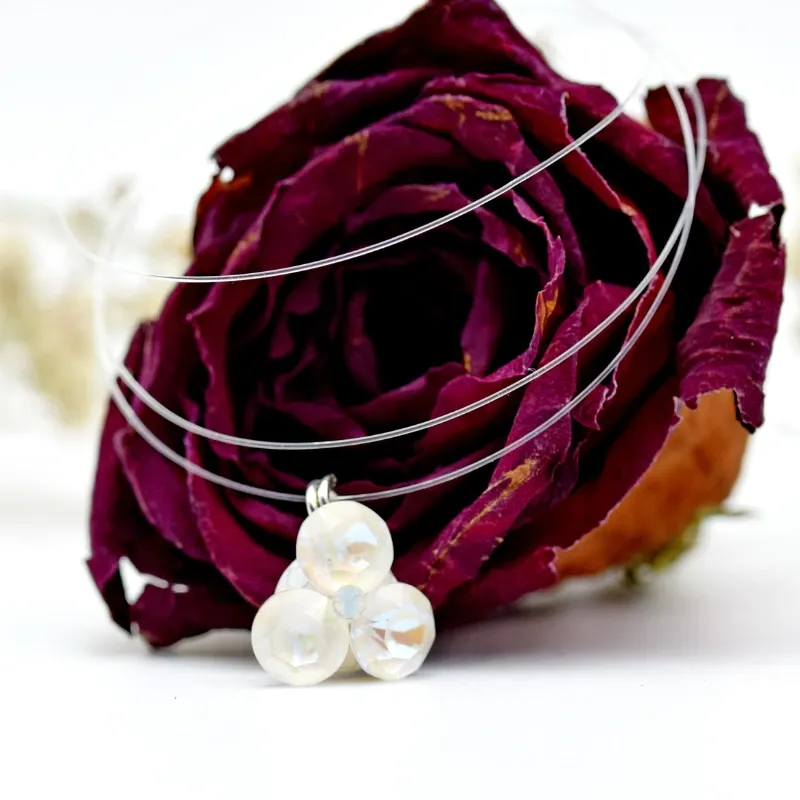 Margeluta.dincristal Trio Swarovski colier fir transparent argint 925