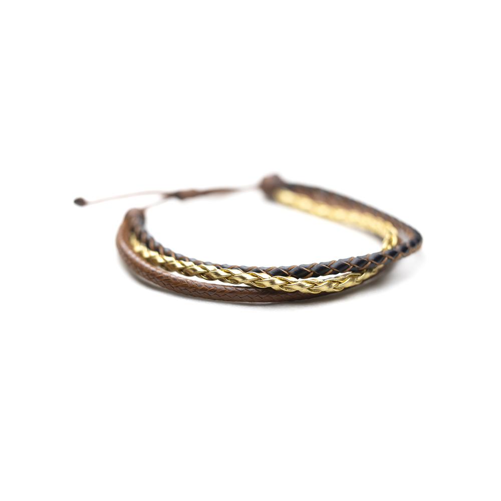 CrisFeather Snake brățară piele maro auriu