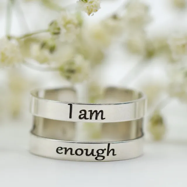Margeluta.dincristal I am enough inel reglabil gravat argint 925