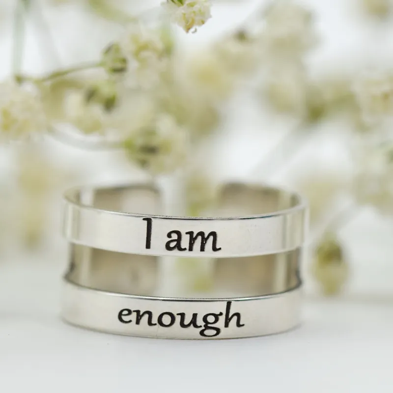 Margeluta.dincristal I am enough inel reglabil gravat argint 925