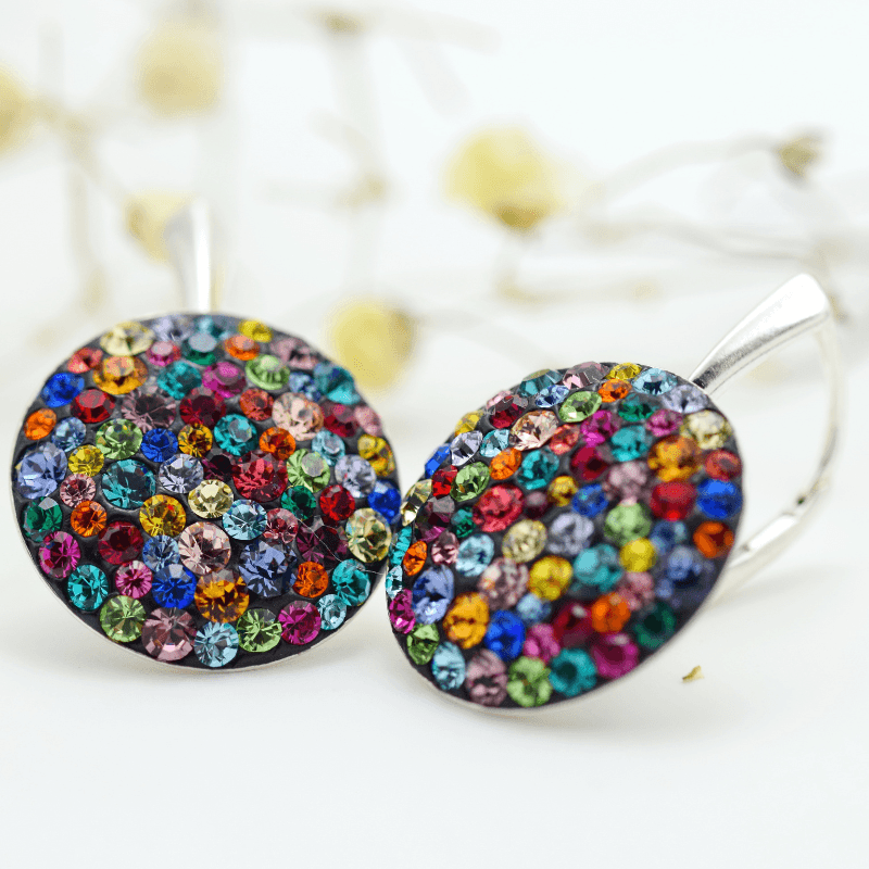 Mărgeluța din Cristal Chaton Regal Queen Multicolor cercei argint 925