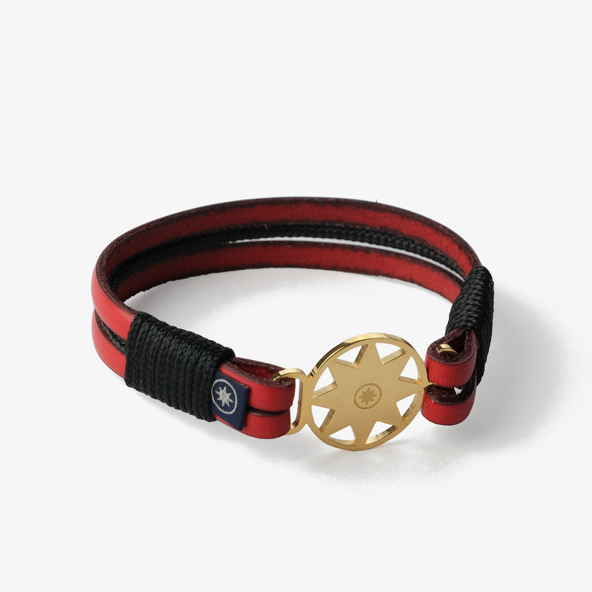 Old Skipper Scarlet Golden bratara piele rosu-negru cal auriu