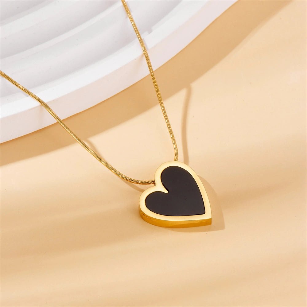 Rafini Midnight Heart lantisor placat aur 18K