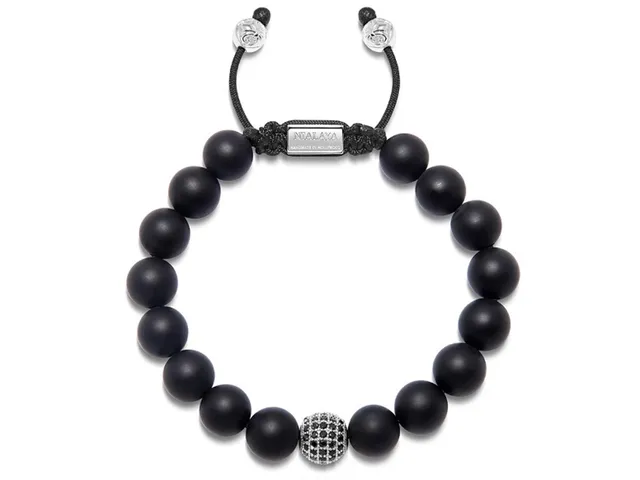 Dualstax Mat Onix bratara 8mm inchidere argint
