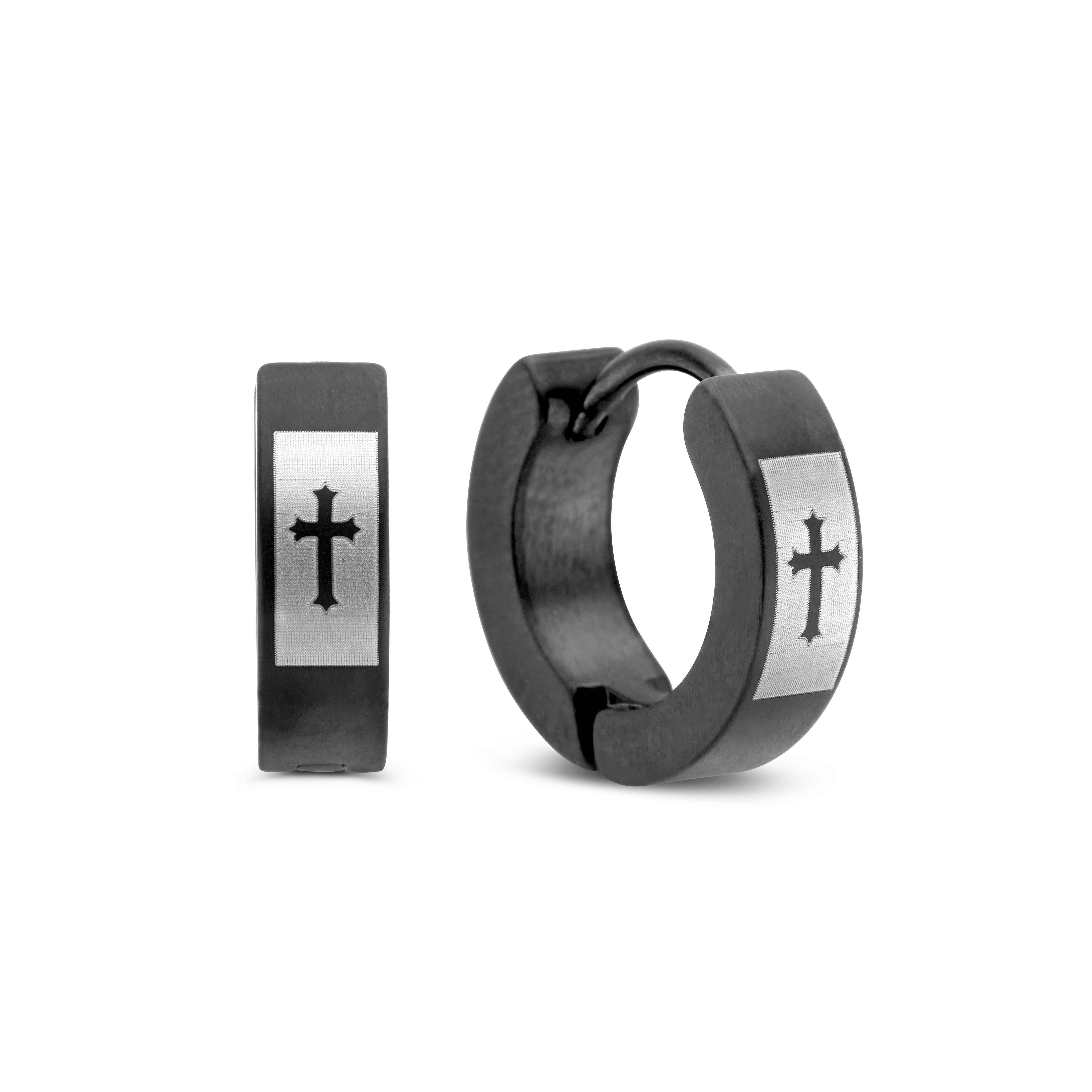 Frank 1967 Engraved Cross cercei otel argintii cruce