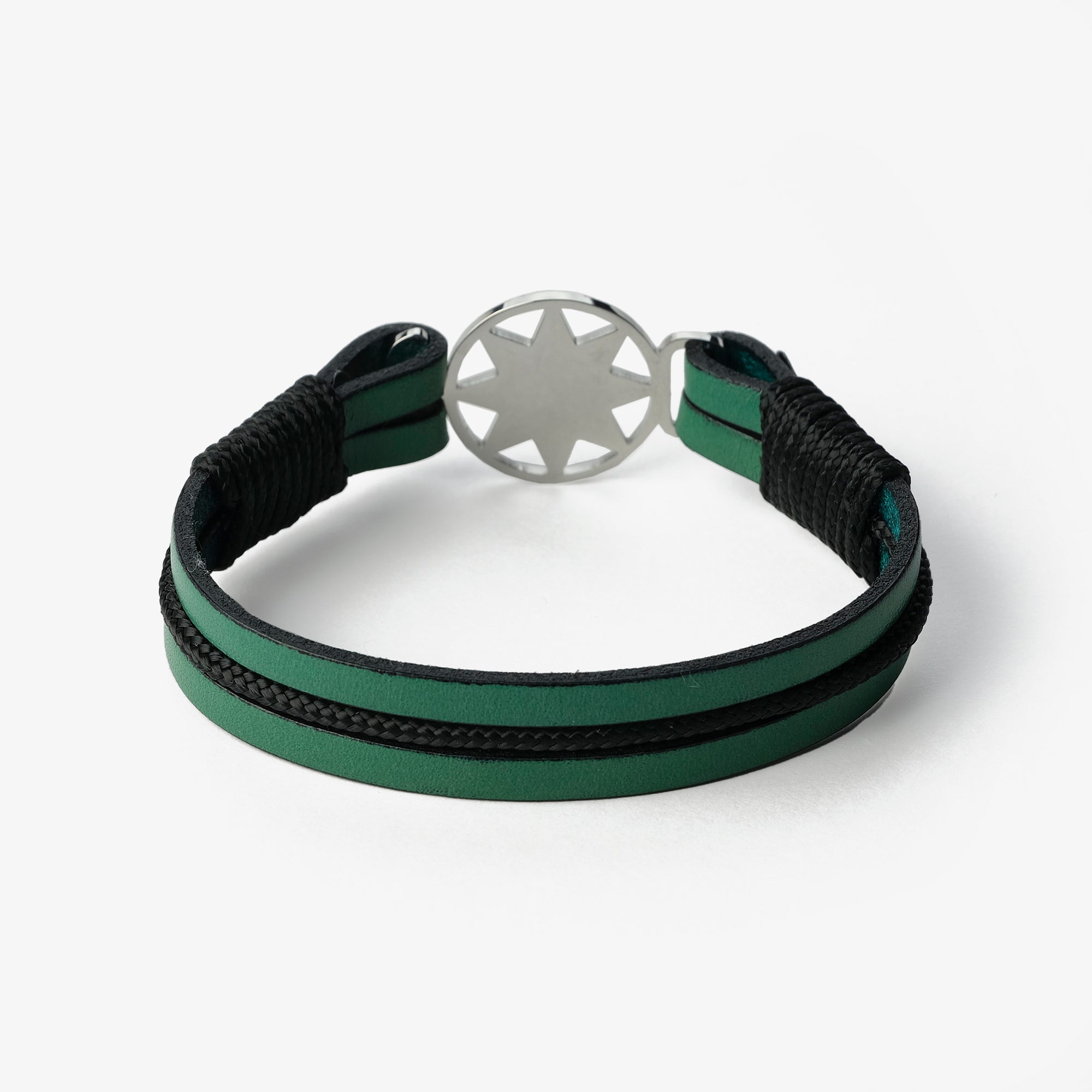 Old Skipper Emerald Seascape bratara piele verde ancora