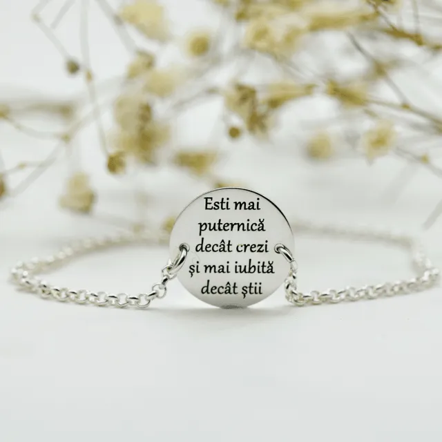 Margeluta Bănuț brățară argint personalizată mesaj