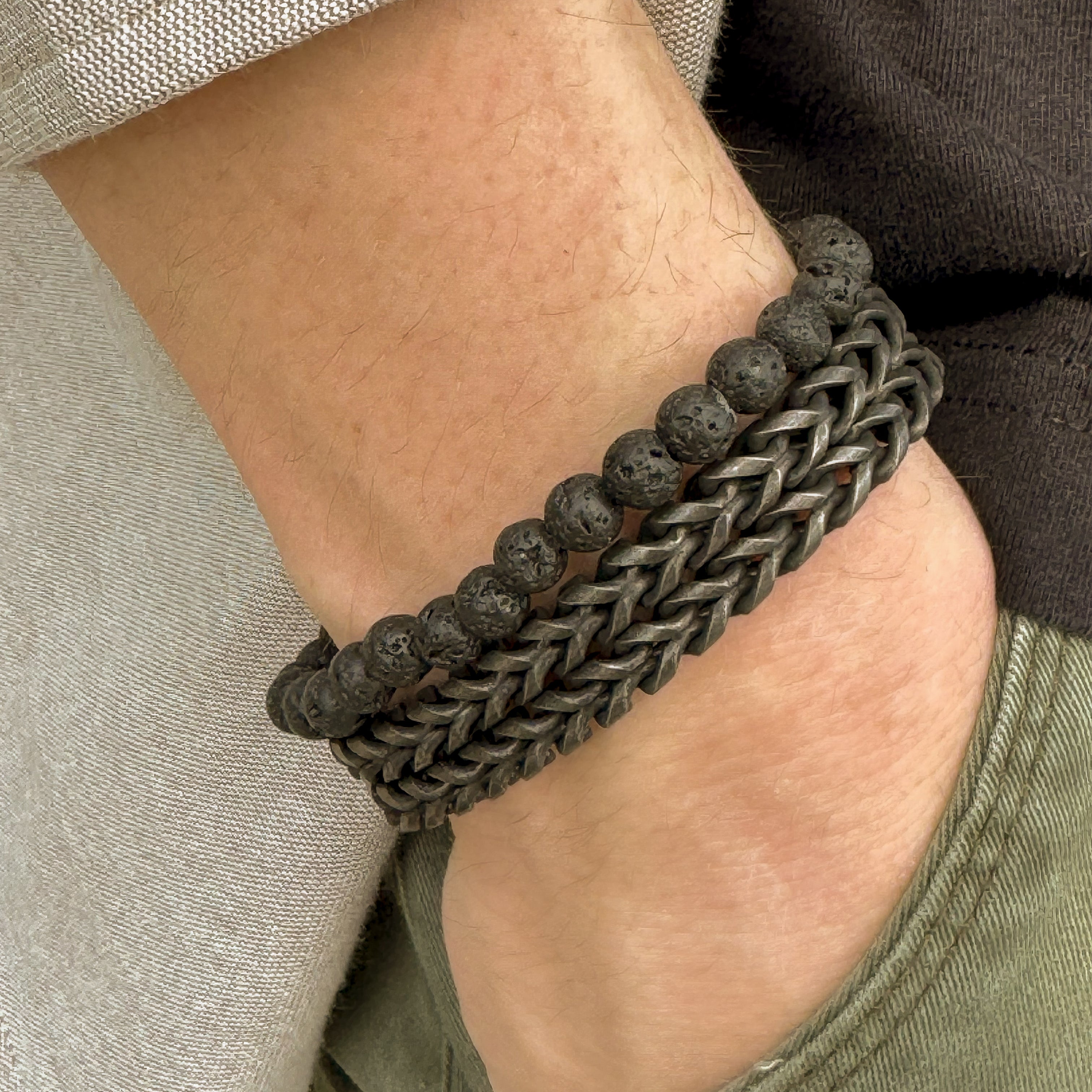 Frank 1967 Double Chain bratara lant dublu gri