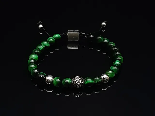 Dualstax Green bratara barbati tiger eye verde 6mm